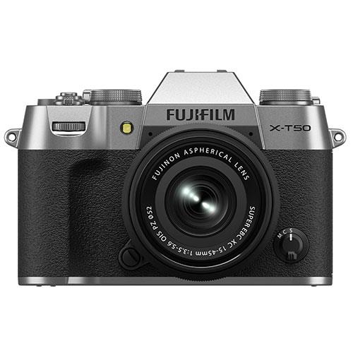 Fujifilm X-T50 Mirrorless Camera in Silver with XC15-45mm F3.5-5.6 OIS PZ Lens